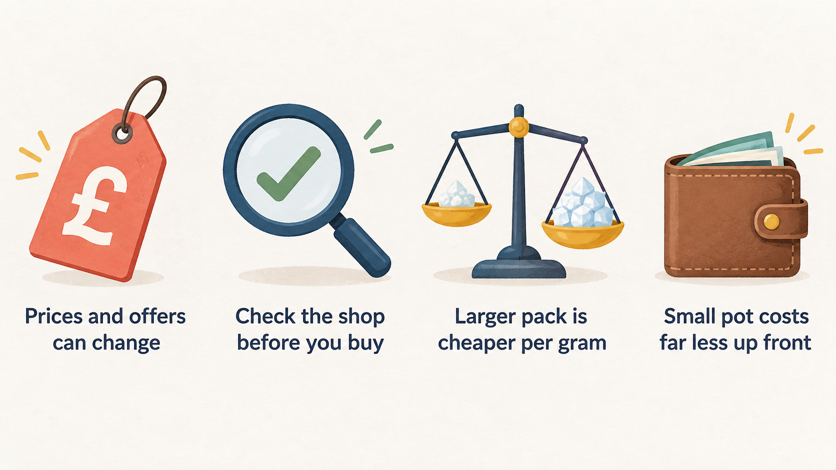 Show the two stated pack sizes whose per-gram prices the section discusses, without adding prices or other comparisons.